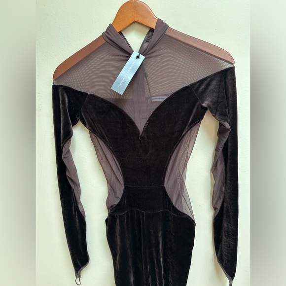 Maniere De Voir Pants - NWT Maniere De Voir Velvet Sheer Bodysuit